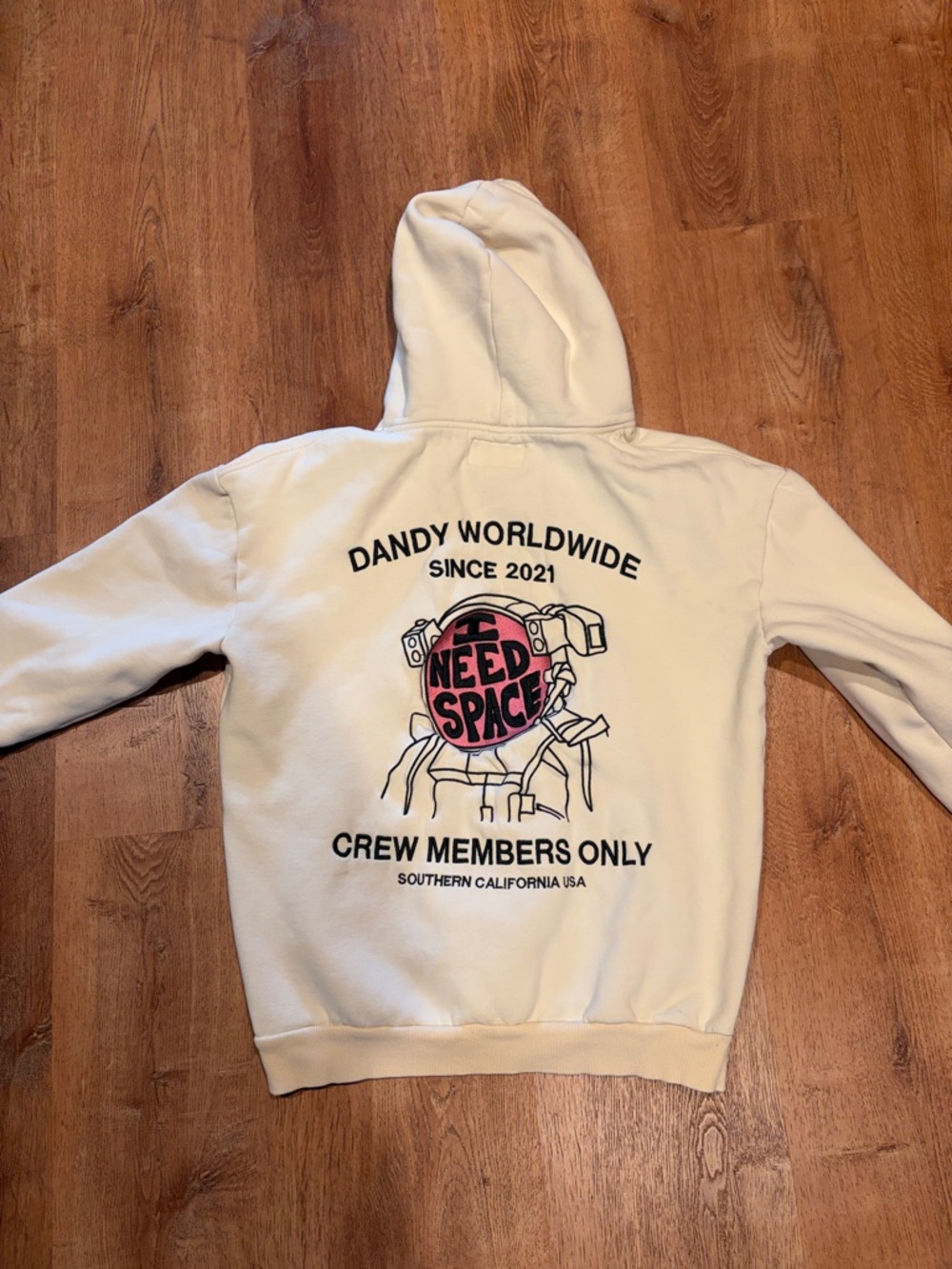 Dandy Worldwide "Need Space" Cream Graphic Hoodie - Crew Members Only
